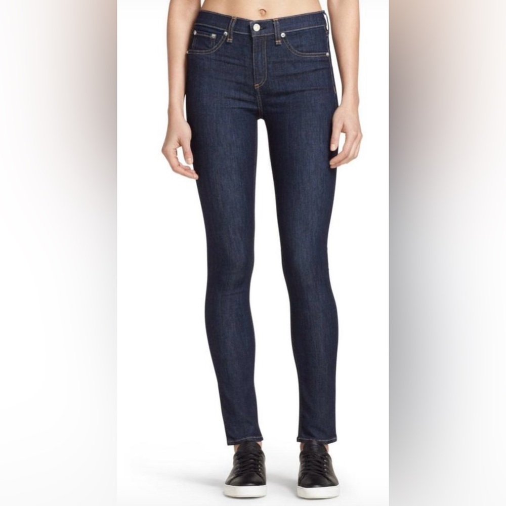 Rag and Bone 10” Ankle Skinny Womens Jeans Size 27 Dark Wash Raw Hem